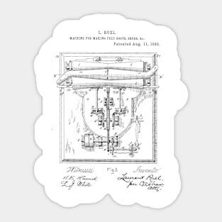 Machine for making felt boots and shoes Vintage Retro Patent Hand Drawing Funny Novelty Gift Sticker